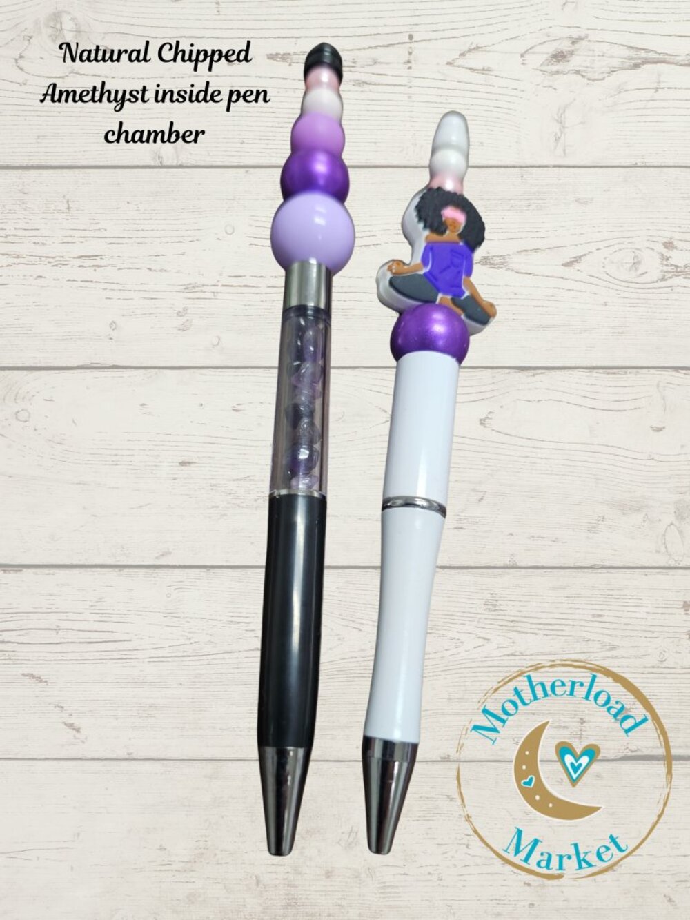 Handmade Pen Set with Natural Amethyst Stone